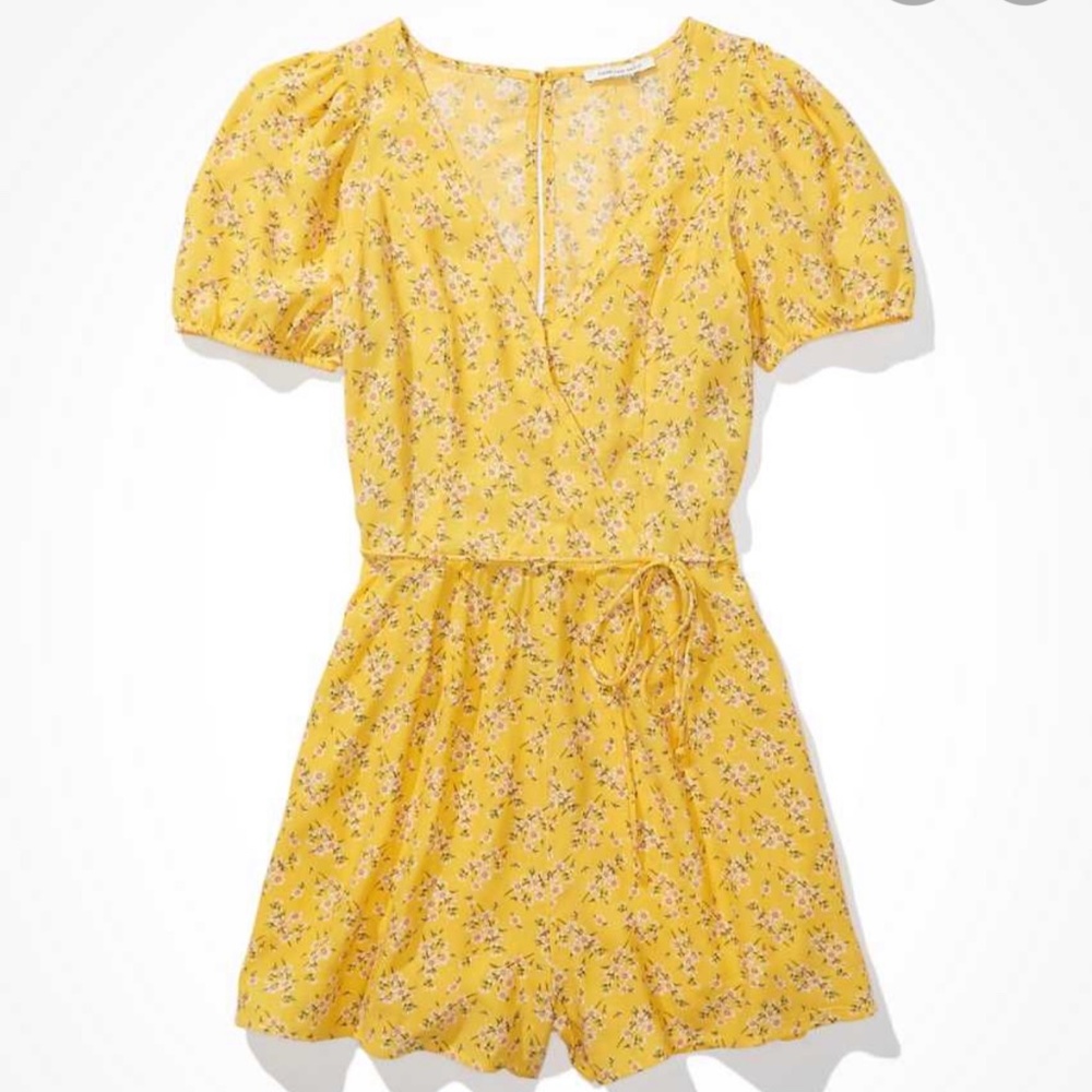 American Eagle Yellow Floral Romper